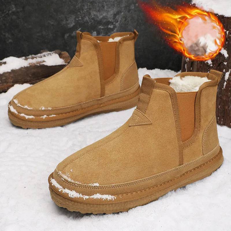 Winter Fleece Snow Boots Round-toed Flat Shoes Casual Warm Sports Shoes Men Ankle Boot - EX-STOCK Canada