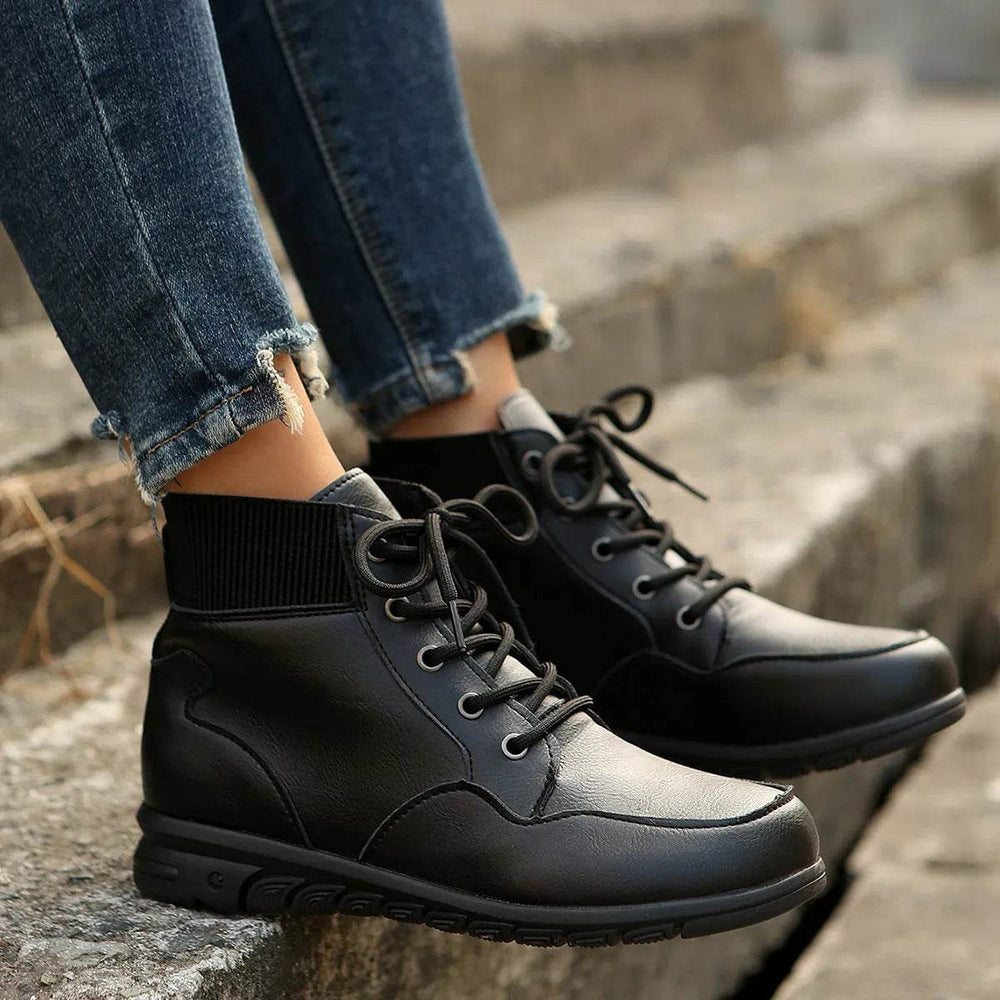 Round Toe Lace-up Ankle Boots Fall Winter Fashion Versatile Non-slip Flat Shoes Retro Western Cowboy Ankle Boot For Women - EX-STOCK Canada