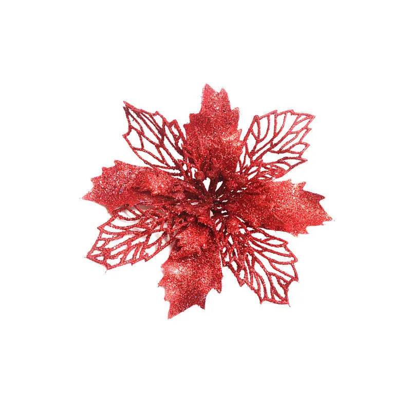 Glitter Artifical Christmas Flowers Christmas Tree Decorations For Home Fake Flowers Xmas Ornaments New Year Decor - EX-STOCK Canada