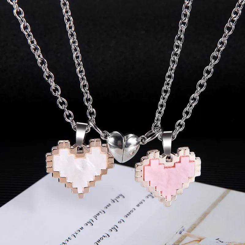 Magnetic Heart-shaped Mosaic Necklace Fashion Personality Couple Love Necklace For Valentine's Day - EX-STOCK Canada
