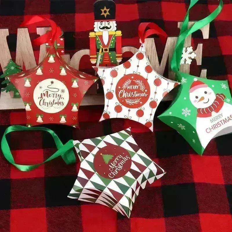 Christmas Gift Boxes Santa Claus Candy Box Star Shape Merry Christmas Boxes Bags for Home New Year Xmas Decor Kids Gifts - EX-STOCK CANADA