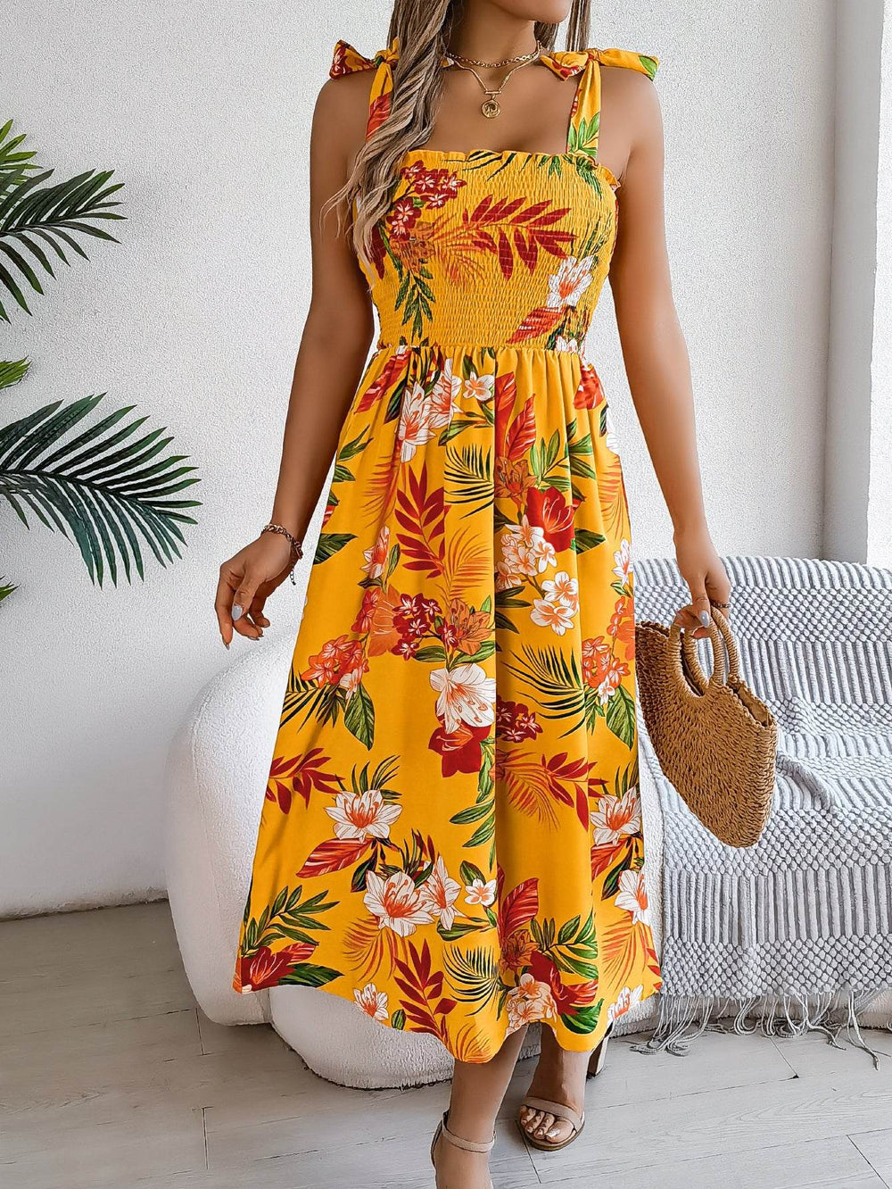 Flowers Print Suspender Corset Dress Ins Fashion Holiday Beach Long Dresses Summer Clothing For Women - EX-STOCK Canada
