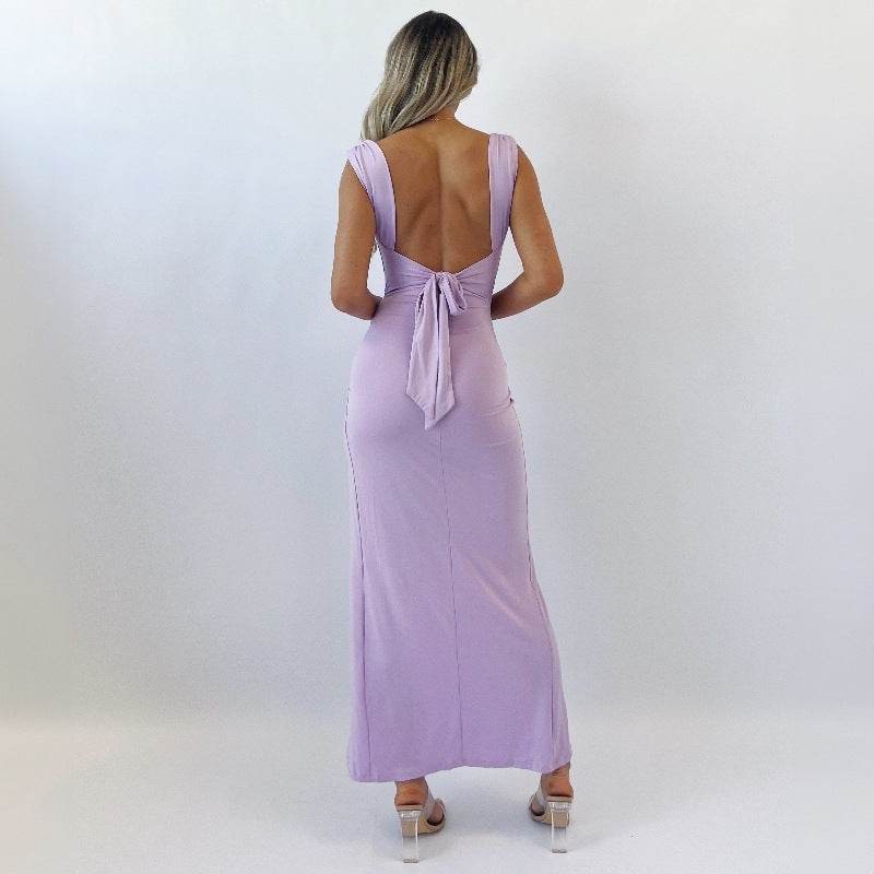 Slim Sleeveless Slit Dress With Back Tie Design Fashion Temperament Dresses For Women Clothing - EX-STOCK Canada