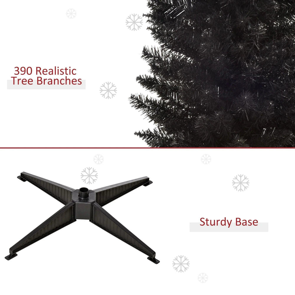 6 Pencil Christmas Tree, Slim Artificial Xmas Tree With Realistic Branches, Sturdy Metal Stand, Black EX-STOCK Canada