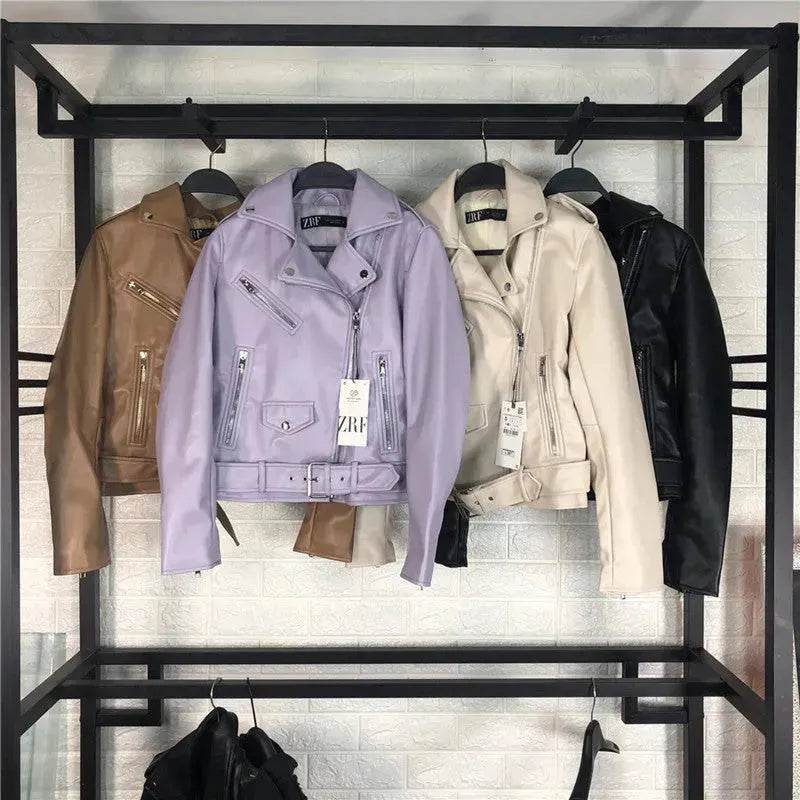 Women Fashion Leather Long sleeve Jacket - EX-STOCK Canada