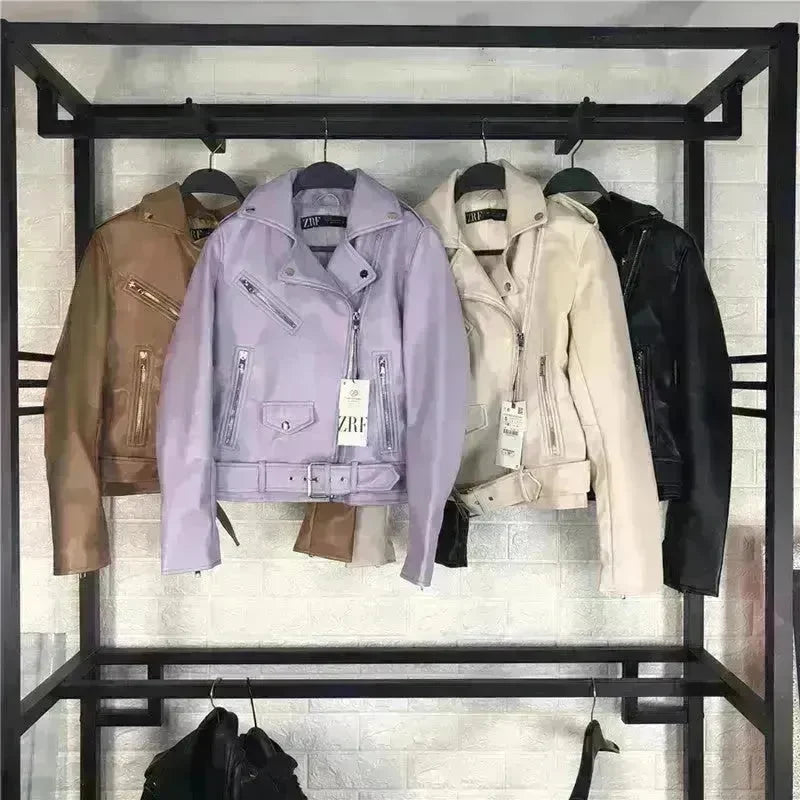 Women Fashion Leather Long sleeve Jacket - EX-STOCK Canada