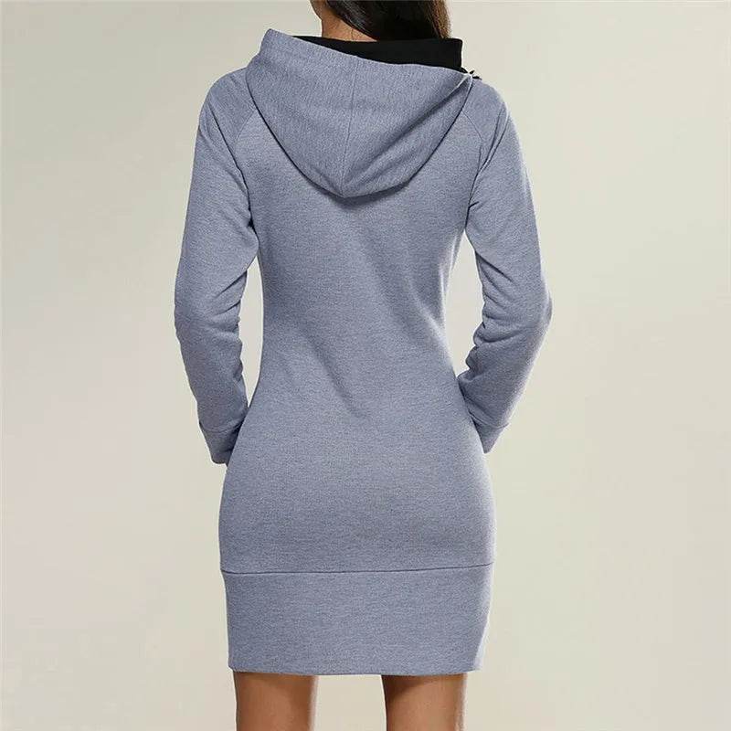 Women New hooded zipper pullover mid-length sweater - EX-STOCK Canada