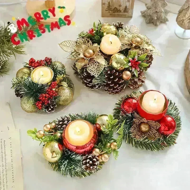 Christmas candle wreath Xmas New Year candle holders decors - EX-STOCK CANADA