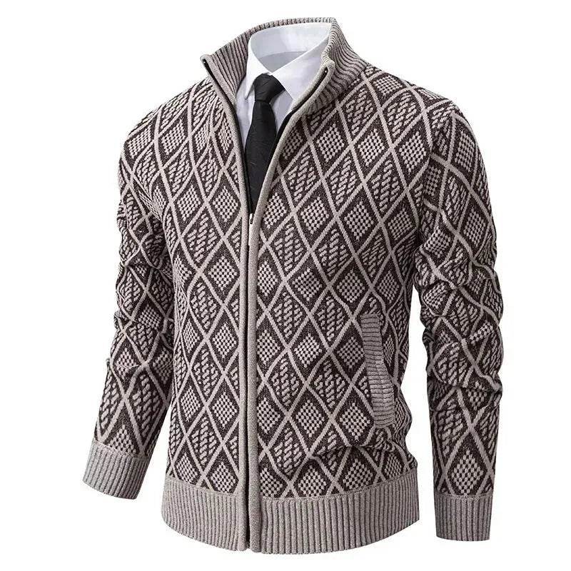 2025 Fall Winter Men Fleece-lined Thick Stand Collar Sweater Cardigan for men - EX-STOCK Canada