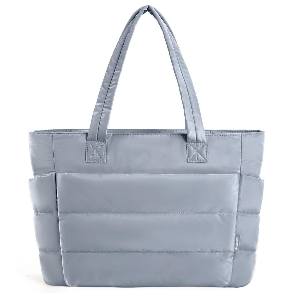 Blue Large Capacity Quilted Puffer Tote Bag for Women – Multi-Pocket Shoulder Bag | 9 Colours