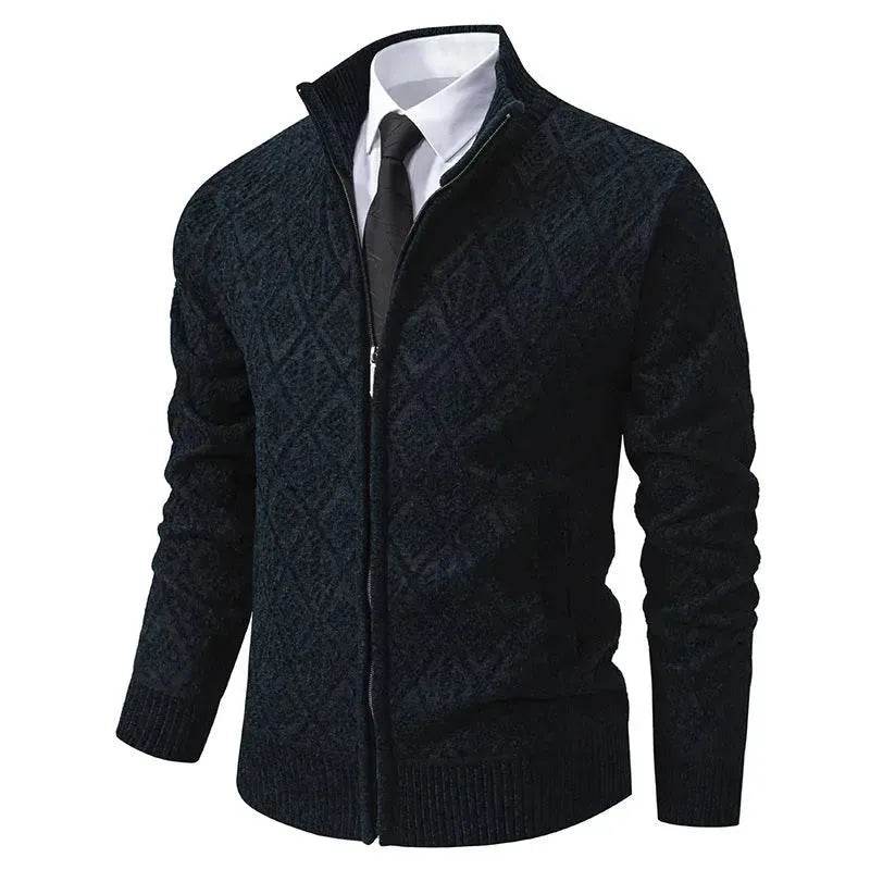 2025 Fall Winter Men Fleece-lined Thick Stand Collar Sweater Cardigan for men - EX-STOCK Canada