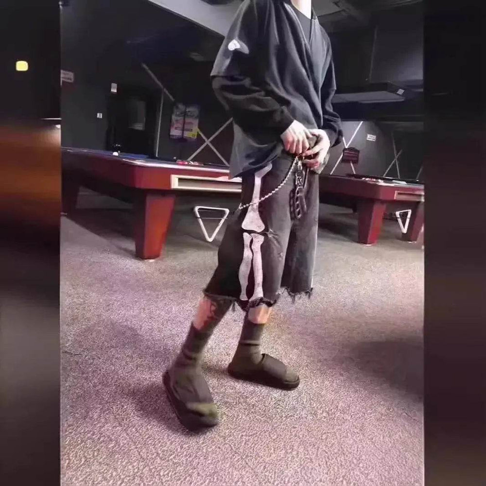 Hip Hop Shorts - Bones Shorts Design Denim Shorts for Men - Jeans shorts - EX-STOCK Canada