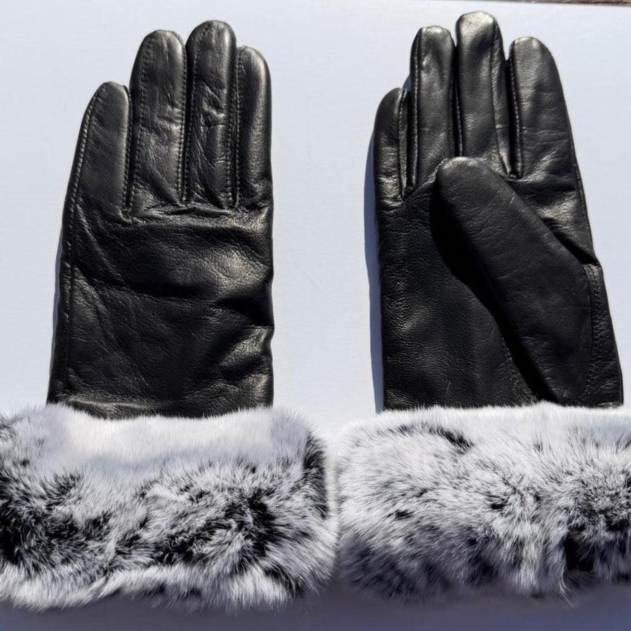 Women's Lamb Leather Gloves with Rabbit Fur Trim EX-STOCK Canada