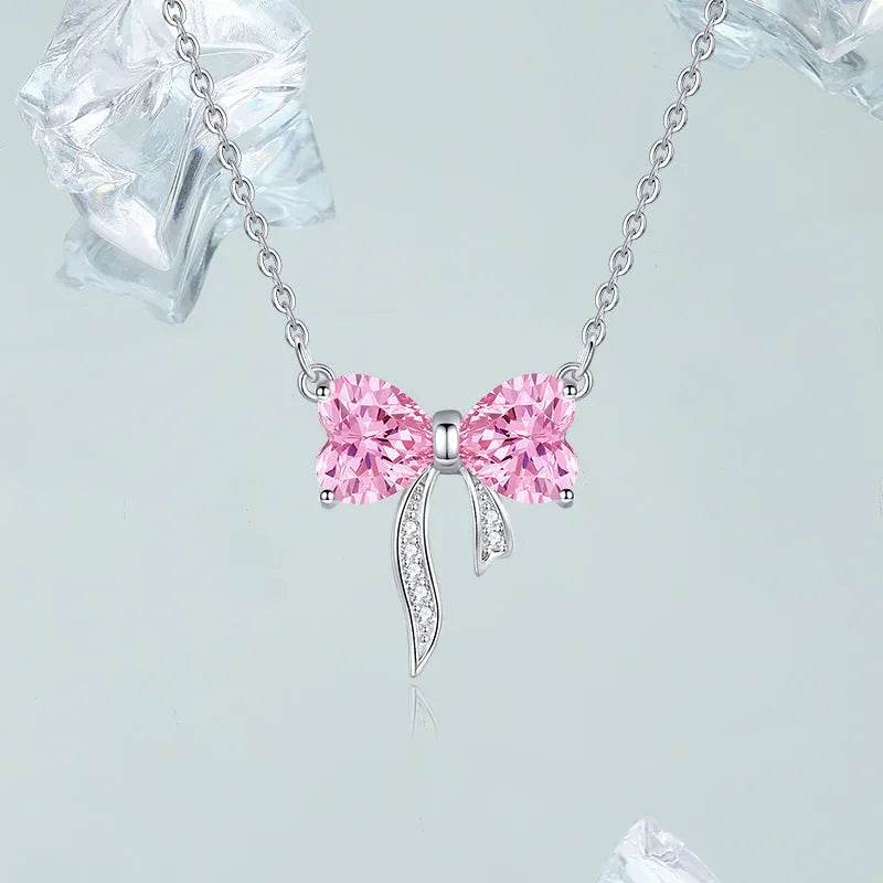 Women's Bow Zircon Necklace S925 Sterling Silver Clavicle Chain - EX-STOCK Canada