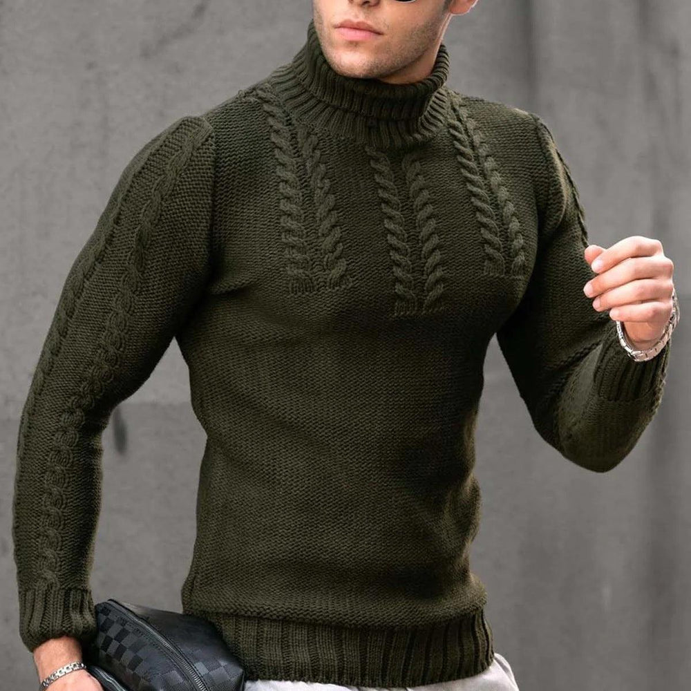 Pull ras-du-cou torsadé à manches longues pour hommes avec couvre-tête thermiqueEX-STOCK Canada