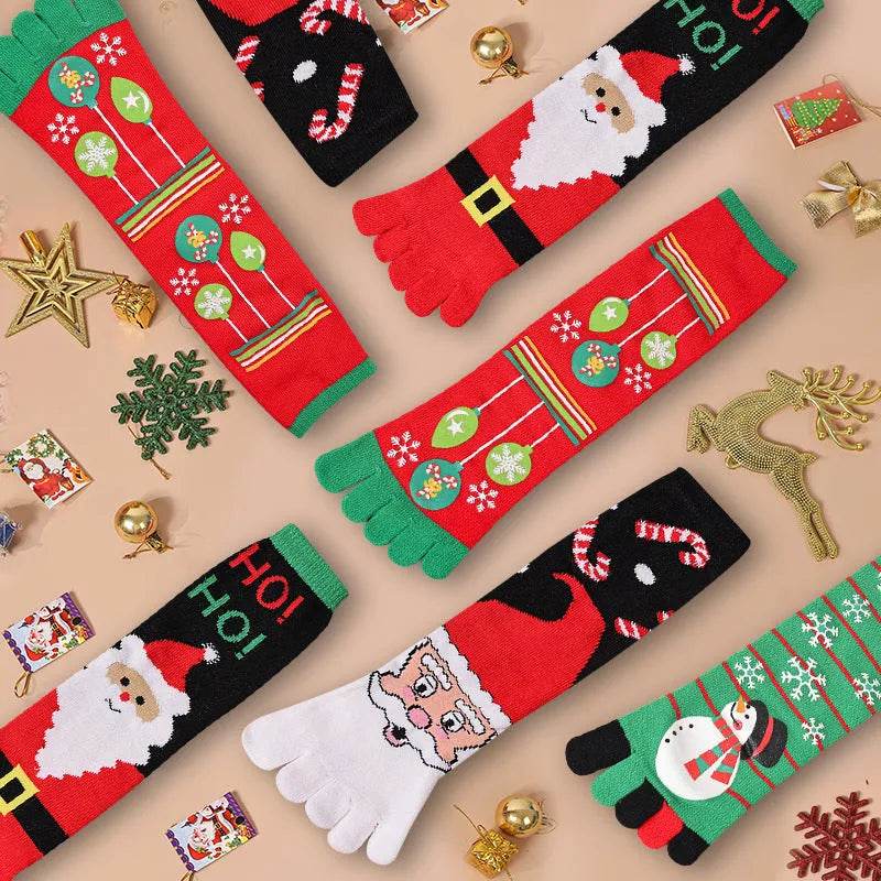 Cute Winter Christmas socks Five-finger Elastic absorbent Split-toe - EX-STOCK Canada