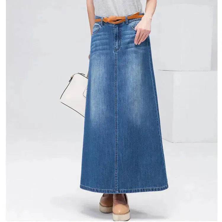 Women's Plus Size Mid-length A- Line Denim Skirt Denim long skirt maxi jean skirt - EX-STOCK Canada