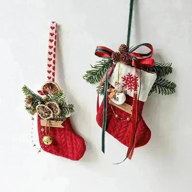 Christmas Decoration Knitted Christmas Stockings Scene Layout - EX-STOCK CANADA