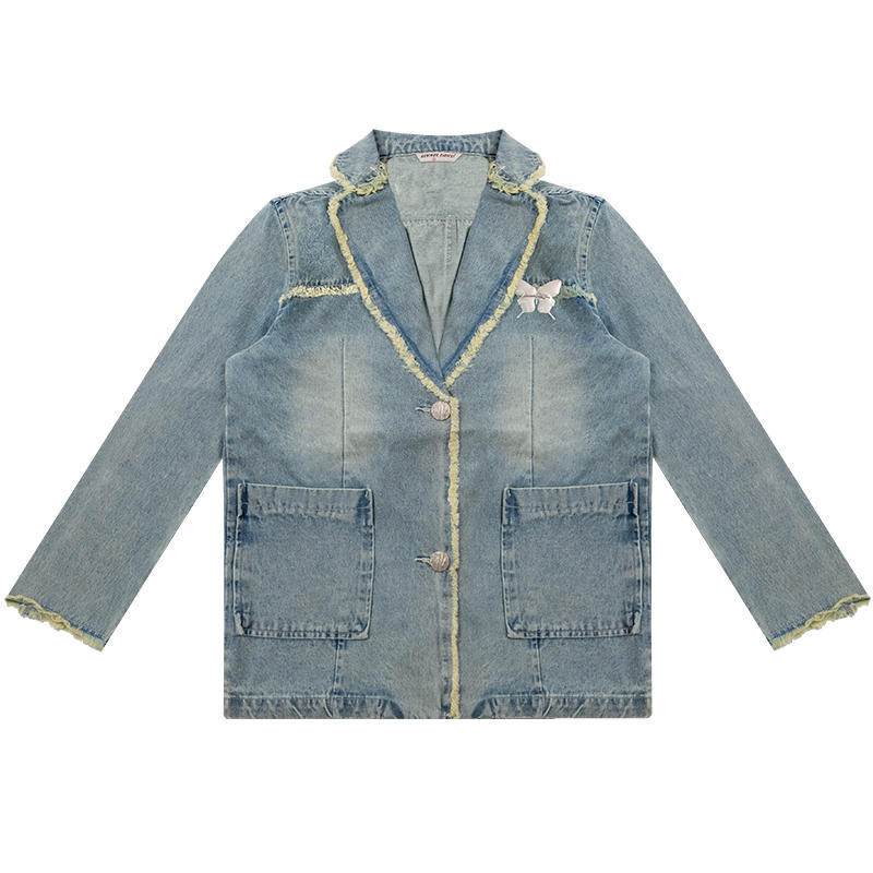Casual Loose Denim Suit Jacket For Women - EX-STOCK Canada