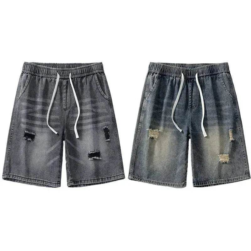 American Washed Make Old Ripped Denim Shorts Men Street Hip pop Fashion mens jean shorts - EX-STOCK Canada