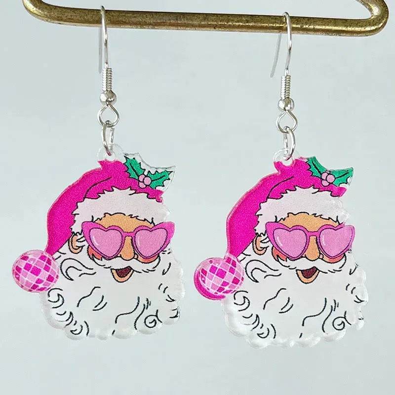 Acrylic Earrings Christmas Cute Cartoon Christmas Santa Claus Tree Football Lightning Earrings Jewelry - EX-STOCK Canada