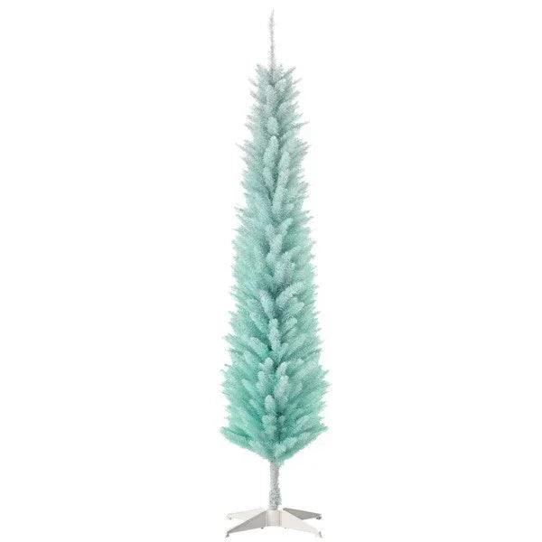 Sapin de Noël en forme de crayon de 6 pieds, sapin de Noël artificiel mince pour décoration de fête de Noël, bleu dégradéEX-STOCK Canada