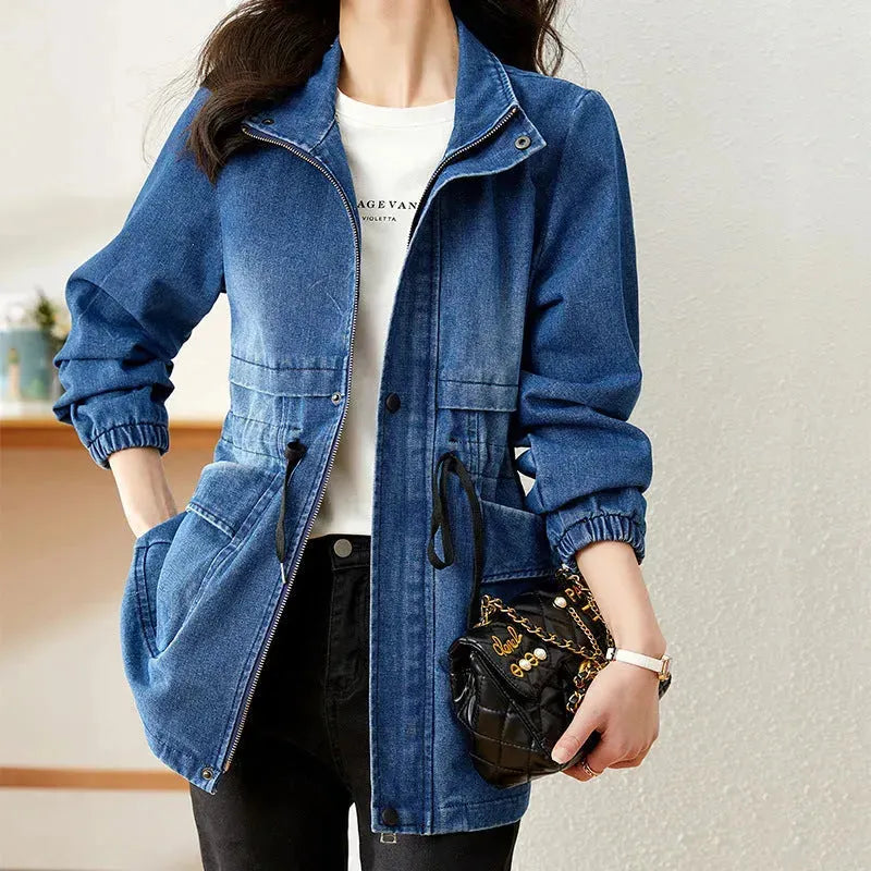 Fashion formal fitted Zip up Denim Jacket Women - EX-STOCK CANADA