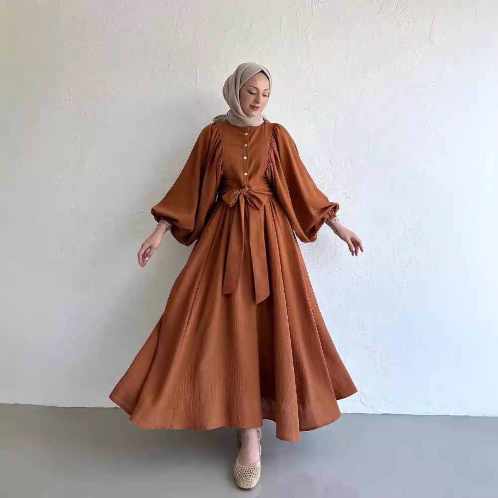 Ensemble de mode musulmane : haut à manches évêque et robe mi-longue évasée - EX-STOCK Canada