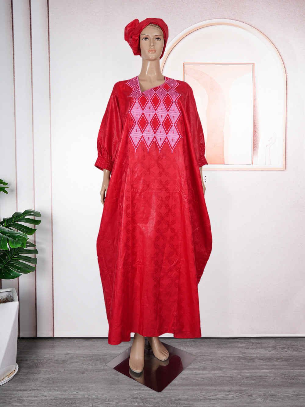Embroidered Robe Solid Color Arabic Dubai Muslim Women Dress - EX-STOCK Canada