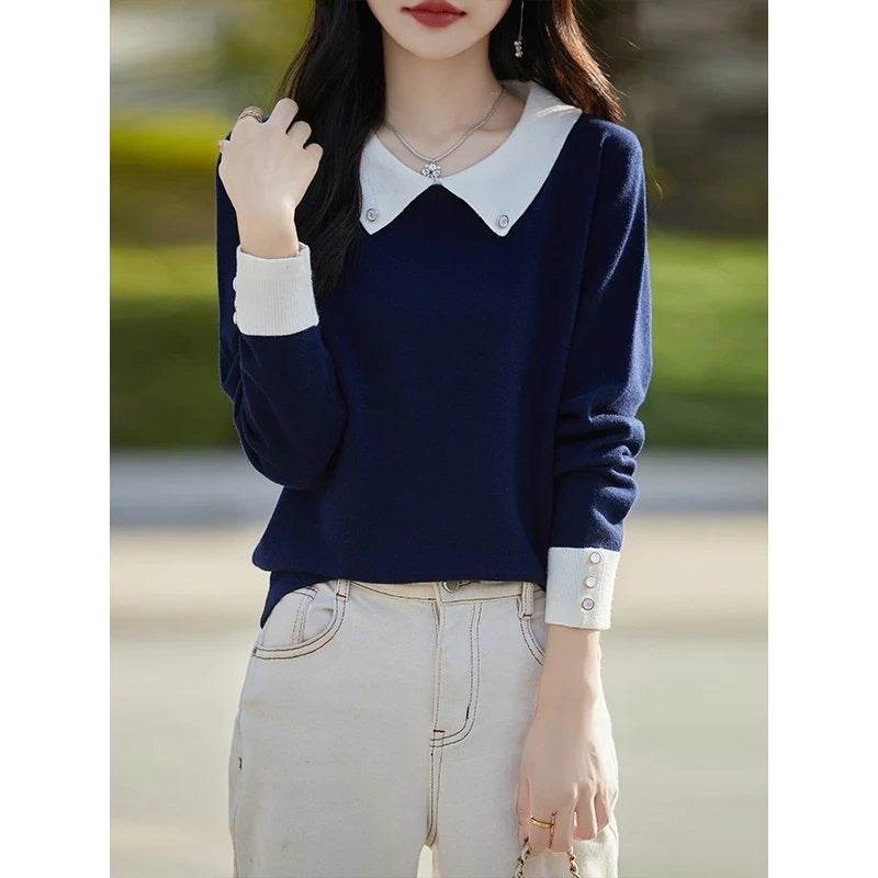 Lapels Bottoming Sweater blouse top For Women - EX-STOCK Canada