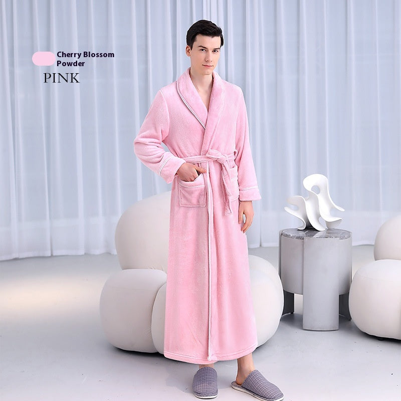Extended Autumn And Winter Coral Fleece Bathrobe | EX-STOCK product gallery photo 3