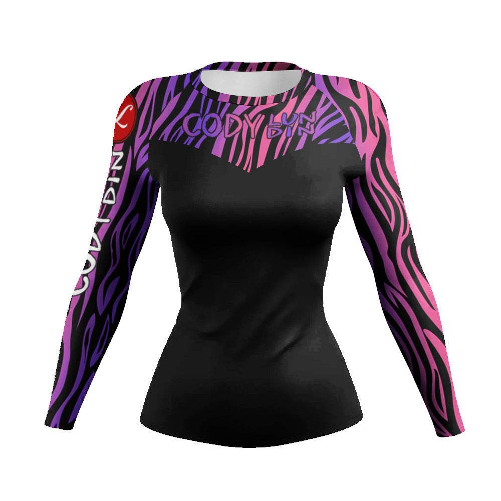 Printed Slim Fit Long Sleeve Workout Tops for Women - EX-STOCK Canada