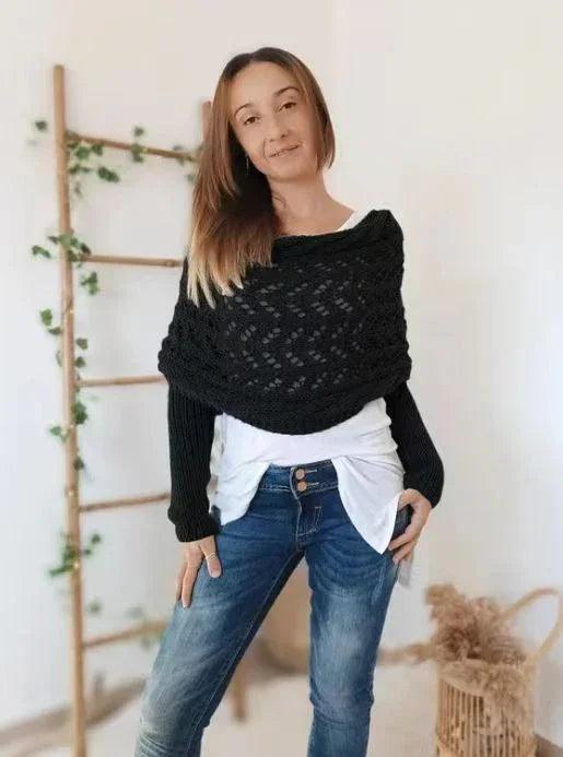 Autumn And Winter Warm Knitted Shawl Women's Hollowed-out Double Sleeve Shawl Collar Fashion Natural For Home And Party EX-STOCK Canada
