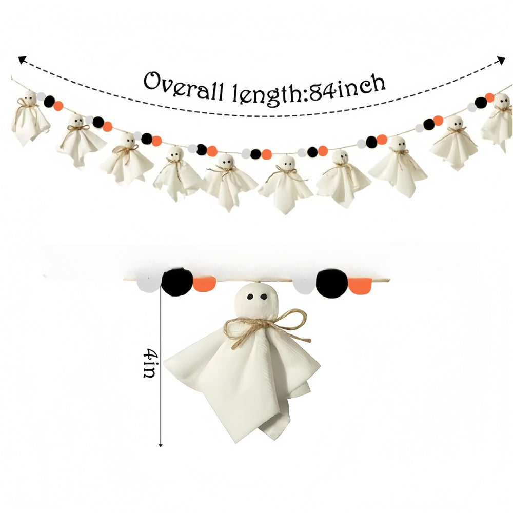 Halloween hanging decoration with ghost pumpkin and wooden bead pendant styles – product view 6