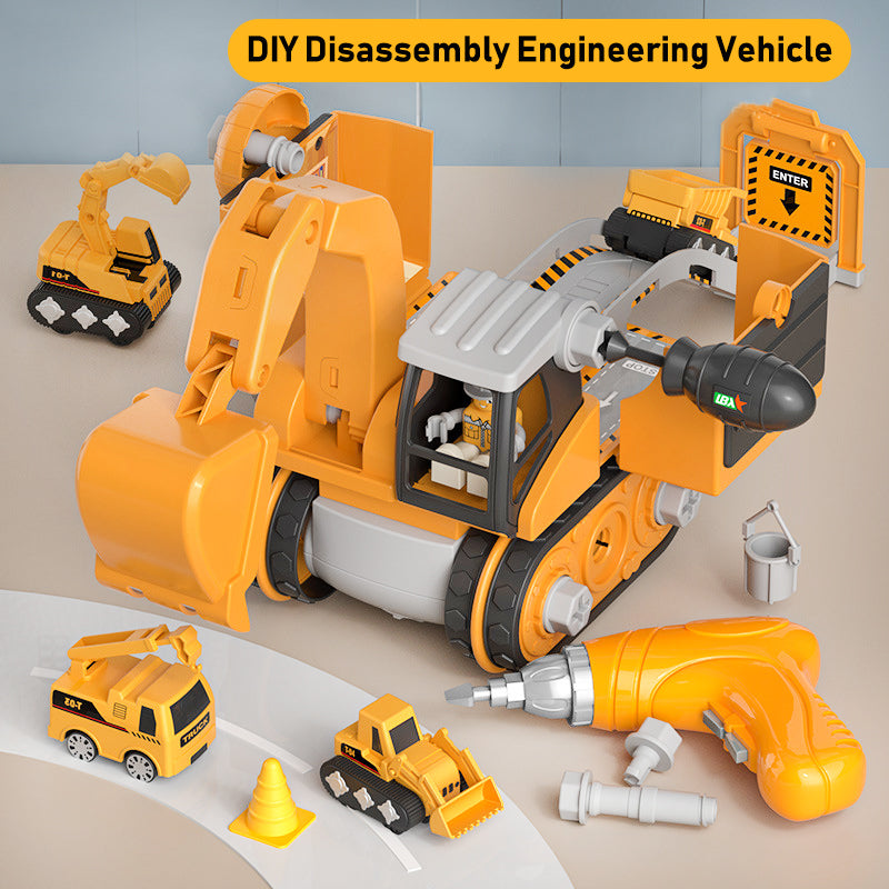 4-in-1 Construction Vehicle Toy Set, Build-and-Play Crane, Excavator and Track System EX-STOCK Canada