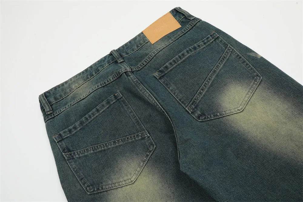 Washing Indentation Denim Bootcut Jeans Pants Men - EX-STOCK Canada