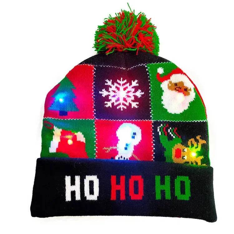 LED Christmas Hat Sweater Knitted Beanie Christmas Light Up Knitted Hat Christmas Gift Kids Xmas New Year Decorations - EX-STOCK Canada