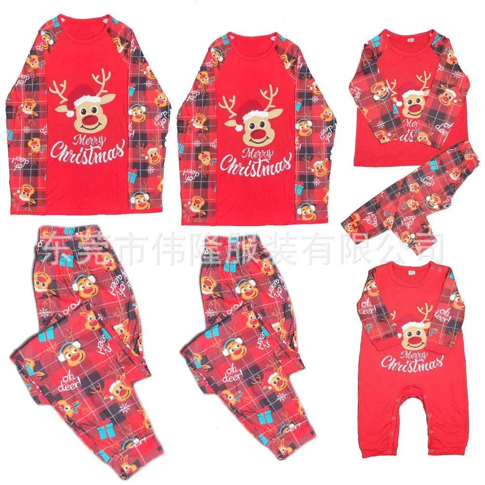 European And American Long Sleeve Home Wear Printed Plaid Christmas Suit - EX-STOCK Canada