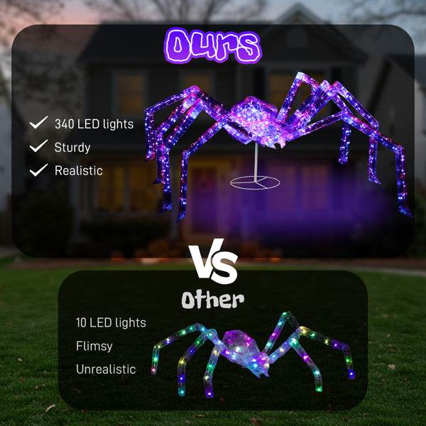 3ft Prism Spider, Illusion, 340 Purple Copper Wire Light, 4.5V 3.6W Halloween Standing Decoration US Specification - EX-STOCK Canada