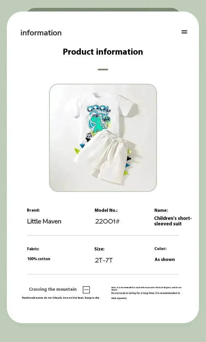 Boys' Short-sleeved Cartoon Cute Short Sleeve Shorts Two-piece for boys - EX-STOCK Canada