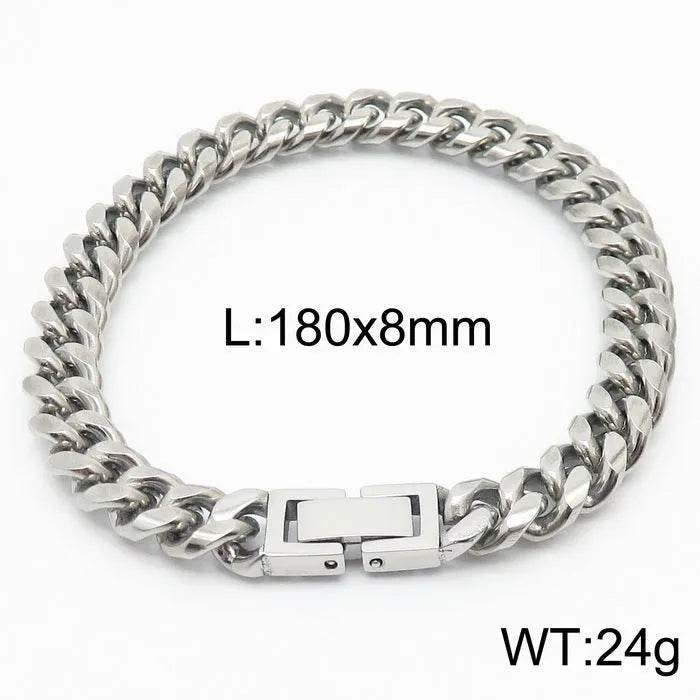 Cuban Link Chain Trimming Chain Jewelry Buckle Titanium Steel Bracelet - EX-STOCK Canada