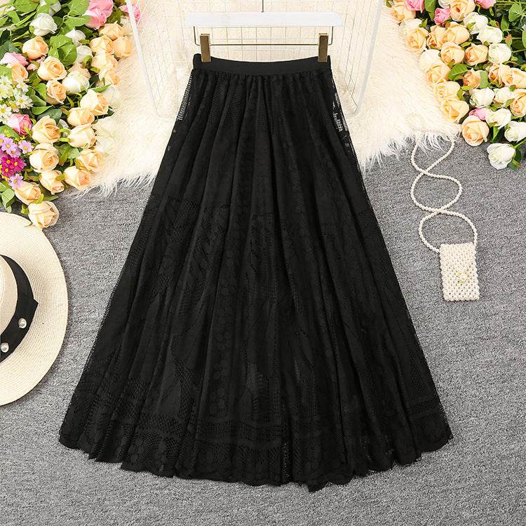 Spring Summer Women's Lace Flowy Midi Skirt - EX-STOCK Canada