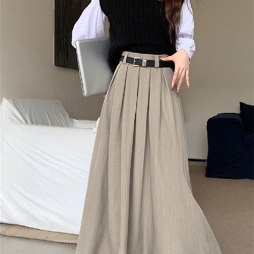 Women's All-matching Slim Fit Temperament Pleated Maxi Skirt - EX-STOCK Canada