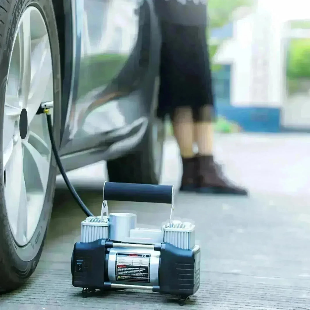 Portable High Power Metal Double Cylinder Car Tire Air compressor - EX-STOCK CANADA