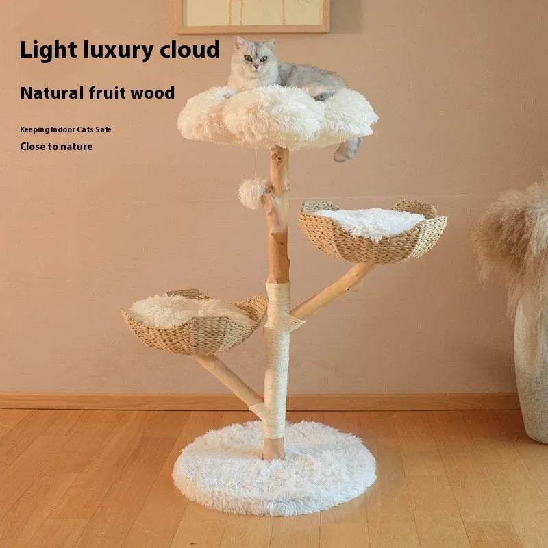 Natural Fruit Tree Cat Climbing Frame Solid Wood Rattan Cat Nest Cat Tree - EX-STOCK Canada