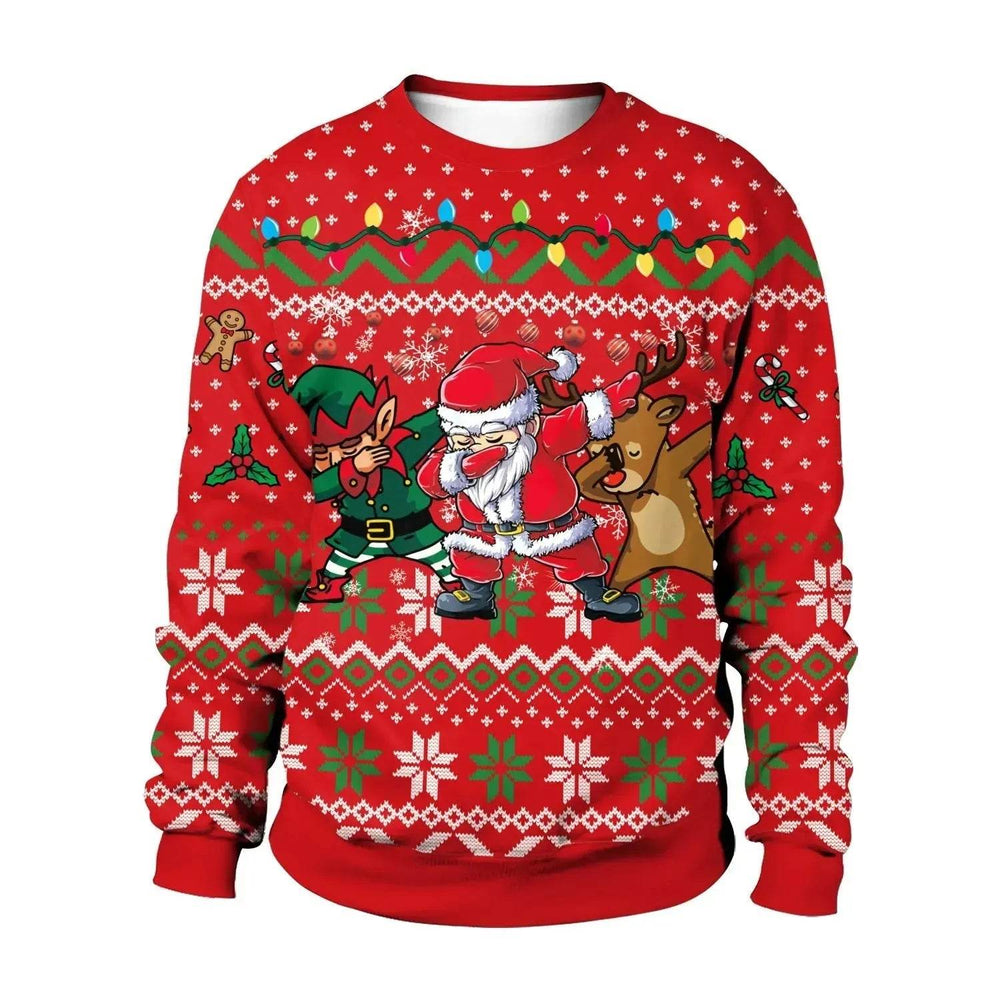 Men And Women Digital Printing Christmas Round Neck Sweater Tops - EX-STOCK Canada