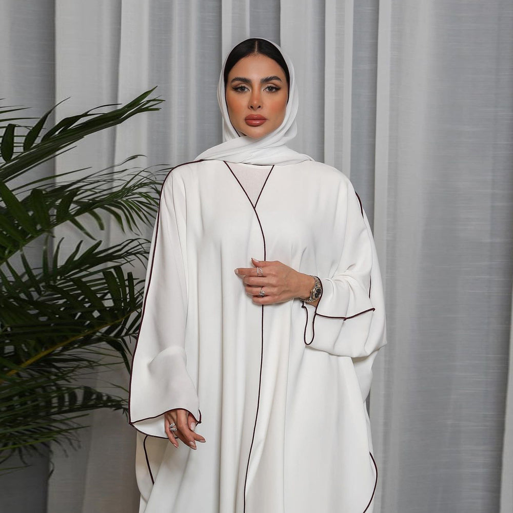 Weiße Patchwork-Plus-Size-Abaya für Frauen - EX-STOCK Canada