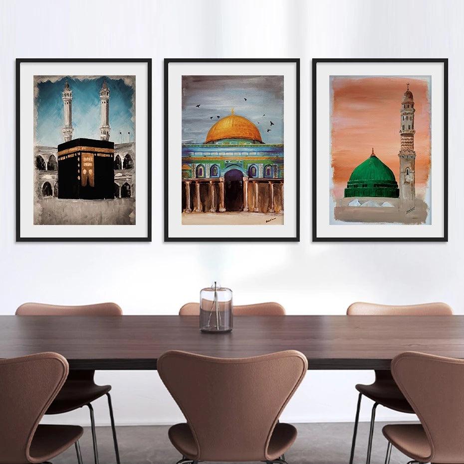 Art abstrait Mosquée arabe Lieu saint Fresque décorative - EX-STOCK Canada