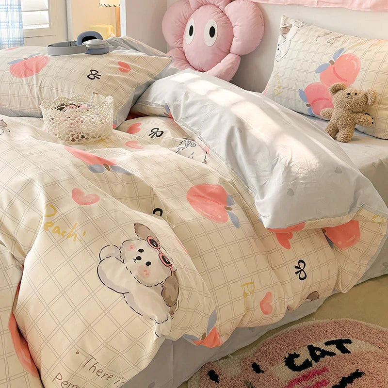 Four-piece Bed Set Pure Cotton Student Dormitory Duvet Cover Sheets EX-STOCK Canada