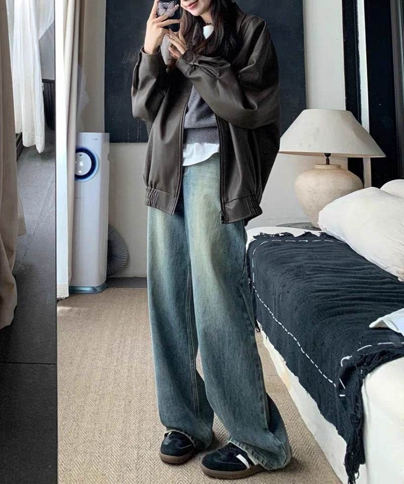 Retro Design Wide Leg Pants High Waisted Boyfriend Jeans - EX-STOCK Canada